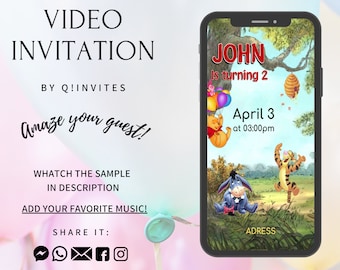 Pooh Birthday Animated Video Invitation