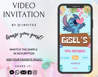 Stitch ,Stitch Invitation, Stitch Party, Stitch Video, Stitch Animated, Stitch Birthday, Stitch Invite, Stitch Ideas