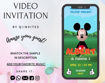 Mickey mouse Video Invitation,Mickey mouse, Mickey mouse Invitation, Mickey mouse Birthday Invitaion, Mickey mouse Party, Mickey and friends