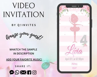 Ballerina Video Invitation , Invitation, Ballerina, Ballerina Animated Invitation, Ballerina Invitation, Ballerina Birthday,Ballerina Party