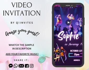 KPop Demon Hunters Animated Video Invitation, Birthday Party