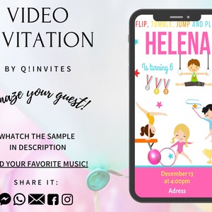 Gymnastics Video Invitation ,Gymnastics,Gymnastics Animated Invitation ,Gymnastics Invitation, Gymnastics Birthday Invitaion
