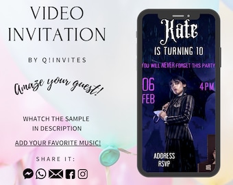 Wednesday Addams Birthday Video Invitation