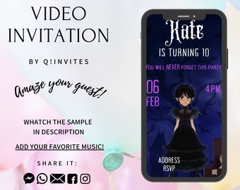 Wednesday Addams Birthday Video Invitation