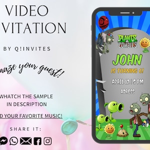 Plants vs Zombies Birthday Video Invitation