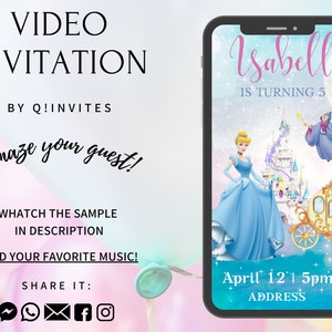 Cinderella Video Invitation,Cinderella, Cinderella Animated Invitation,Cinderella Birthday Invitaion,Cinderella Party, Cinderella Decoration