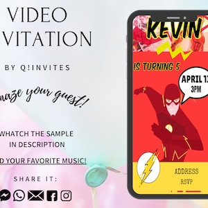 Flash Video Invitation, Flash, Flash Animated Invitation, Flash Birthday Invitaion, Flash, Flash Invite, Avenger