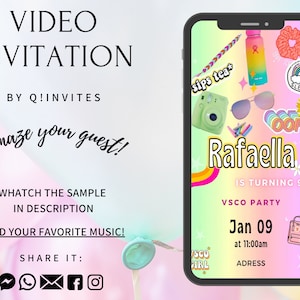 Vsco Video Invitation ,Vsco,Vsco Animated Invitation ,Vsco Invitation, Vsco Birthday Invitaion, Vsco Invite, Vsco Party