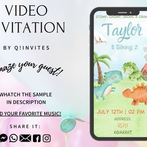 Dinosaur Video Invitation,Dinosaur, Dinosaur Animated Invitation,Dinosaur Birthday Invitaion, Dinosaur Party, Dinosaur Baby, Dinosaur