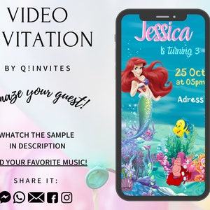 Little Mermaid Video Invitation ,Little Mermaid,Little Mermaid Animated Invitation,Mermaid Invitation,Mermaid Birthday Invitaion, Invitation
