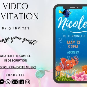 Finding Nemo Video Invitation ,Finding Nemo, Finding Nemo Animated Invitation,Finding Nemo Invitation,Finding Nemo Birthday Invitaion, Nemo