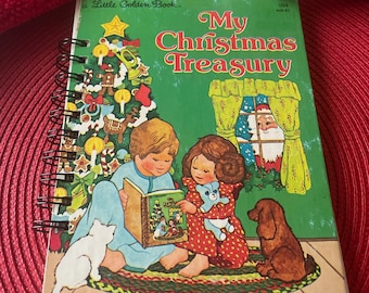 Repurposed Christmas Storybook Junk Journal, Handmade Writer's Notebook