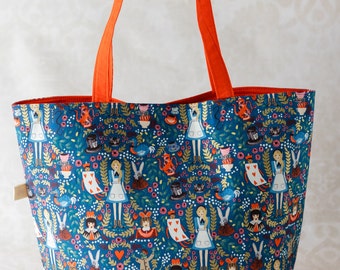 Women’s Handmade Shoulder Bag, Chubby Tote Bag, Weekend Bag, Travel Tote Bag, Work Tote Bag, Handmade Tote, Wonderland Inspired Handbag