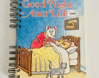 Little Golden Storybook Night Mice Aunt, Recycled Childrens Book, Junk Journal, Upcycled Planner, Handmade Notebook, Scrapbook