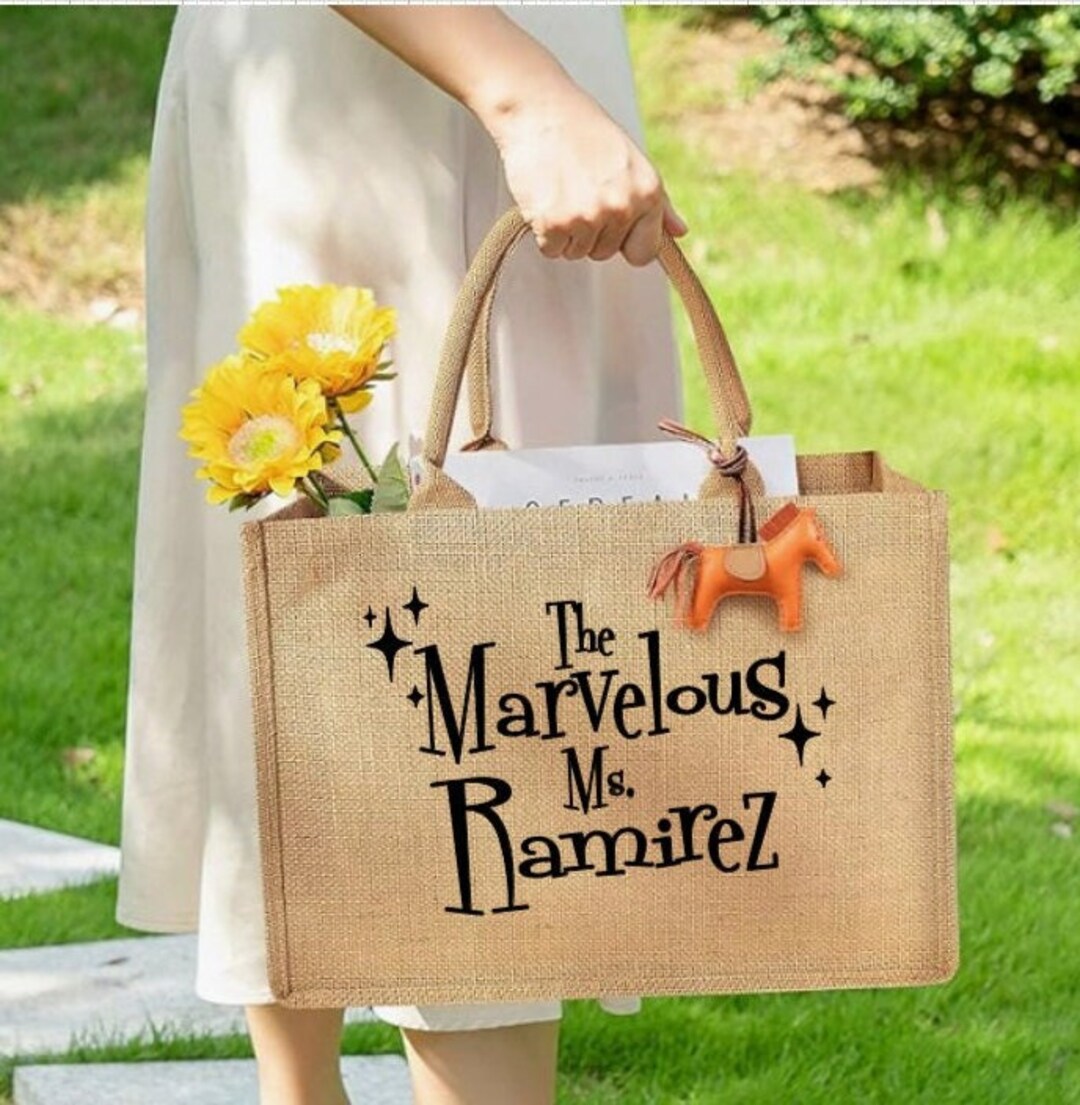 Large Burlap Marvelous Mrs. Custom Name Shopping Bag, Mrs. Maisel