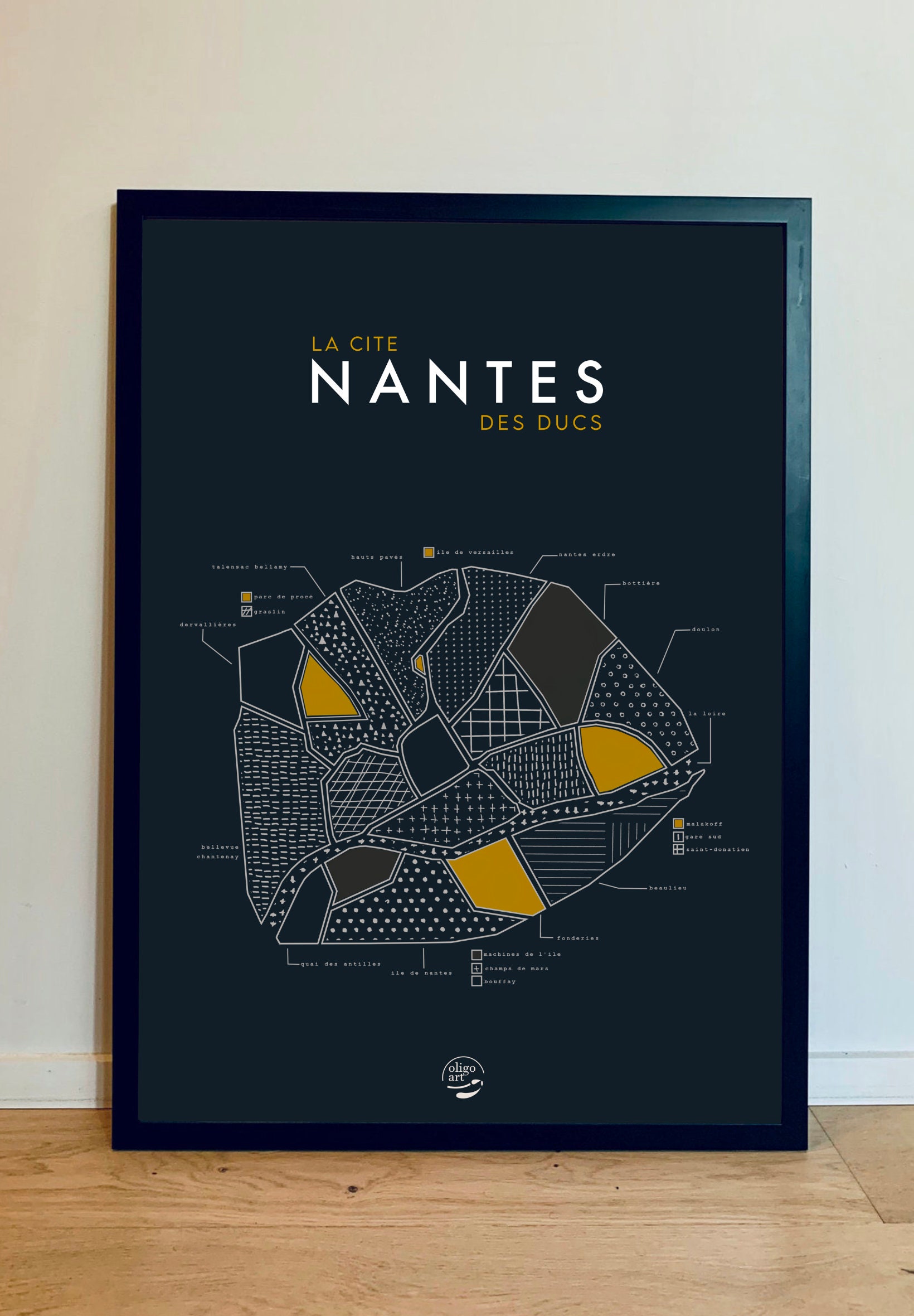 Affiche Carte de Nantes