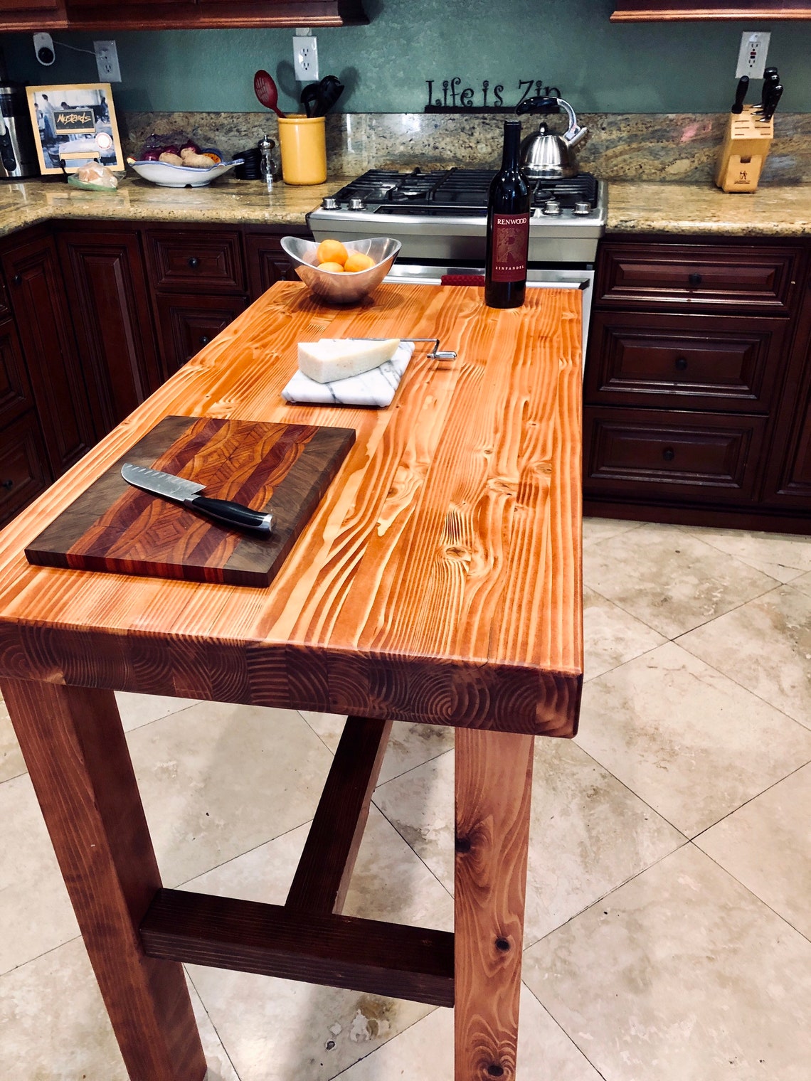 Pine Butcher Block Style Kitchen Table / Kitchen Island Etsy