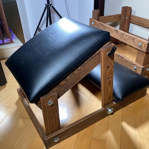 Adjustable Kneeler Bench, Black Marine Vinyl, Dungeon Furniture