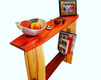 Minimalist Console Table, - Solid African Paduck & Ash