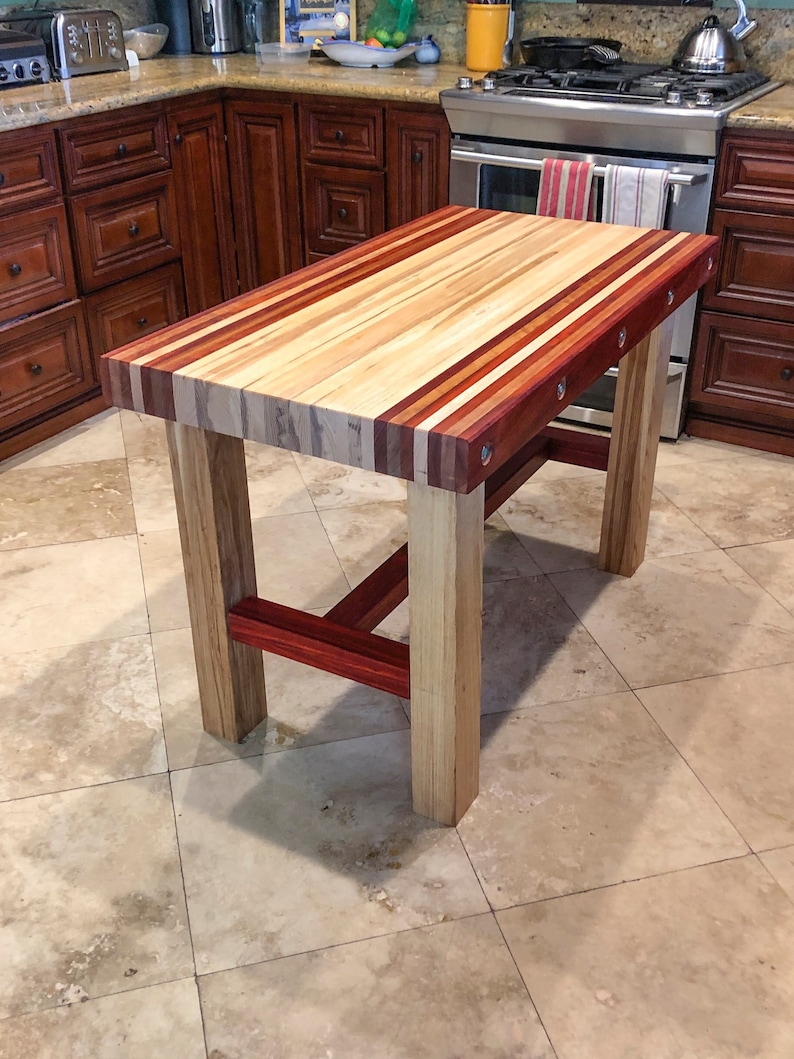 Hardwood Butcher Block Style Kitchen Island / Work Station ...