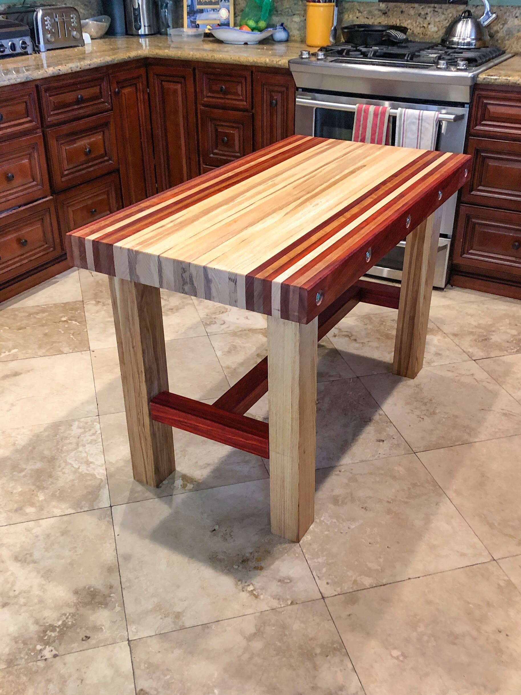 Hardwood Butcher Block Style Kitchen Island Work Station Etsy