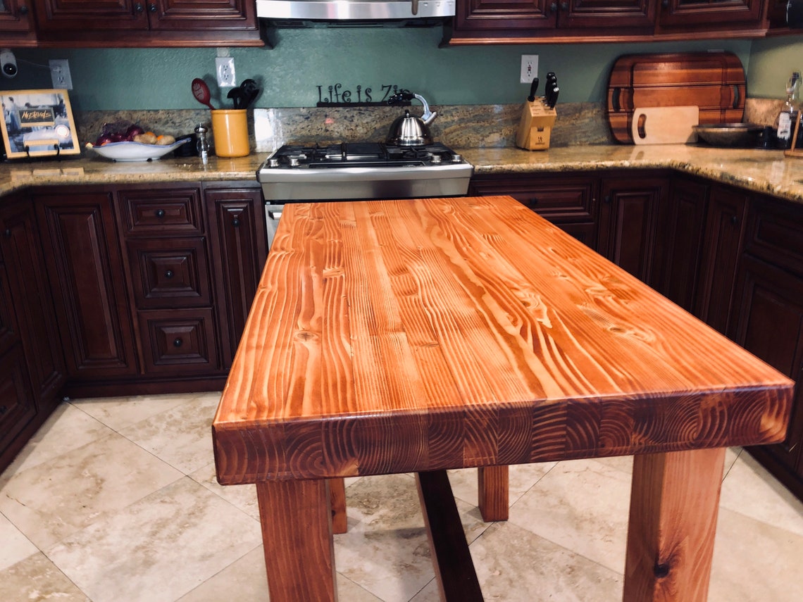 Rustic Solid Wood Kitchen Island / High Top Table / Standing Etsy