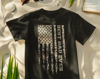 Best Dad Ever PNG, Distressed Camo Flag PNG, Father's Day PNG