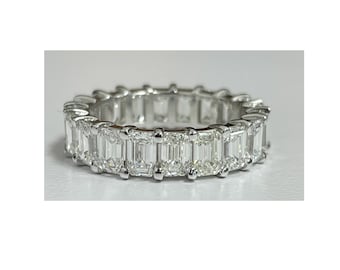 Emerald Cut Diamond Eternity Band, Gift for her, for wedding, for anniversary, Stack styling