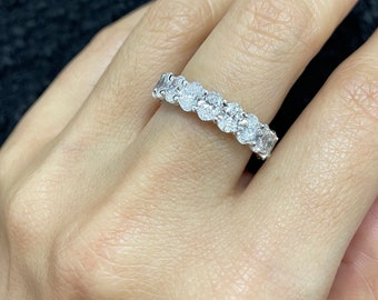 Oval Diamond Eternity Band, Gift for her, for anniversary, Stack styling