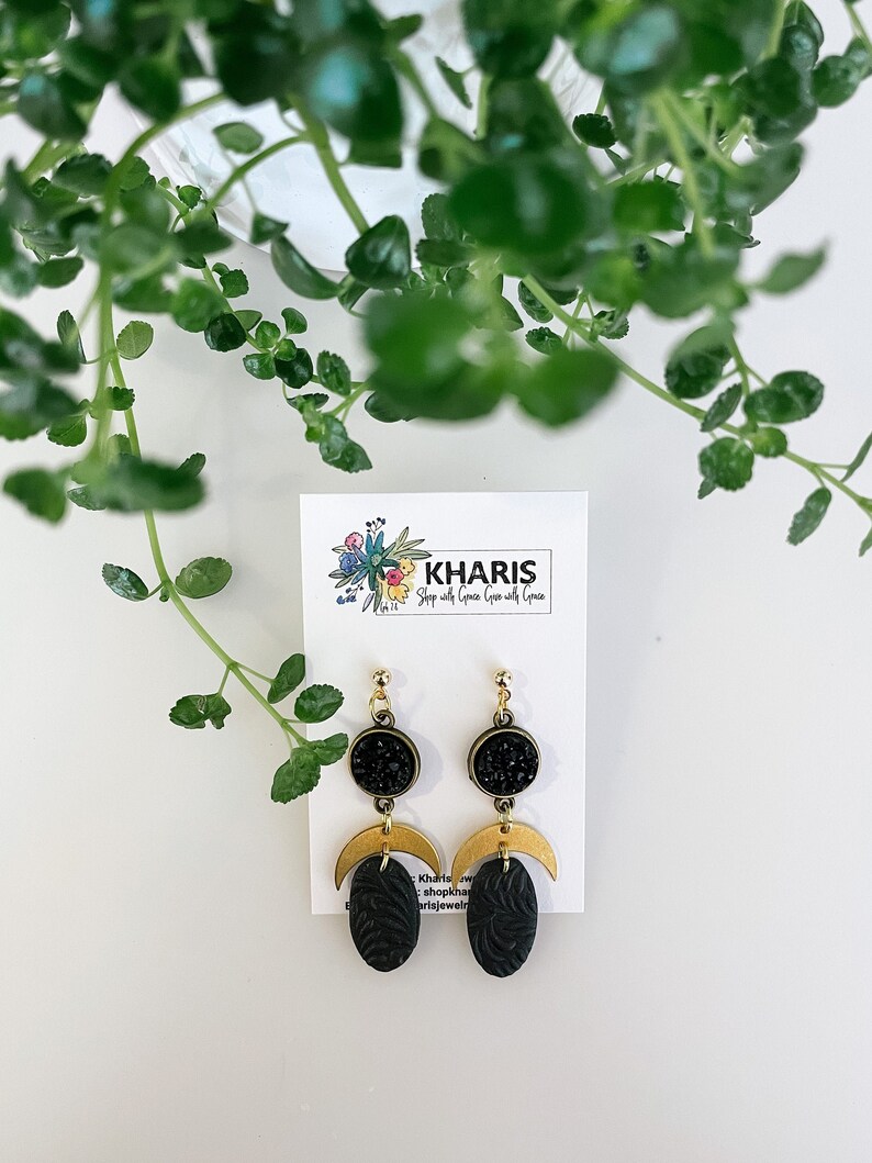 Lovely Series Brass Druzy and Black