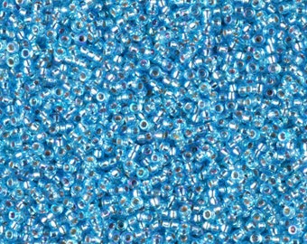 15-1018 Miyuki Seed Beads Size 15/0 Silver Lined Aqua Sold 125 grams
