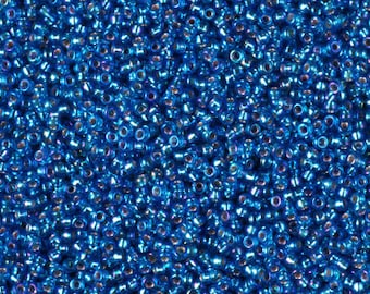 15-1025 Miyuki Seed Beads Size 15/0 Silver Lined Capri Blue AB Sold 125 grams