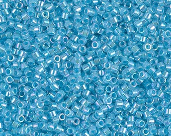 DB0057 Miyuki Delica Beads Size 11/0 Aqua Lined Crystal AB Sold 50 grams