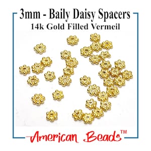 Bali Daisy Spacers, 14k Gold Filled Vermeil, 3-4mm, American Beads