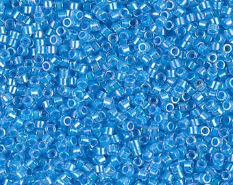 DB0076 Miyuki Delica Beads Size 11/0 Light Blue Lined Crystal AB Sold 50 grams