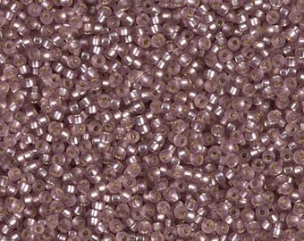 15-12F Miyuki Seed Beads Size 15/0 Matte Silver Lined Smoky Amethyst Sold 125 grams