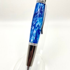 Handmade Ocean Wave Resin Ballpoint Pen.  Twist pen with Chrome Finish.