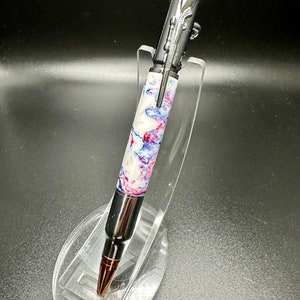 Handmade 30 Caliber Bullet Rifle Pen.  Made from Red, White and Blue Epoxy with Chrome Metal Hardware Finish.  #Hunter Gift