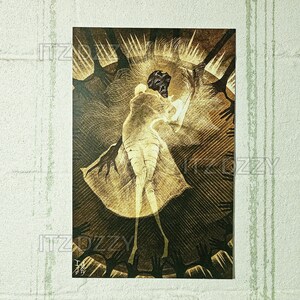 May include: Sepia-toned art print featuring a stylized figure with flowing hair and a patterned mask, set against a radiant, sun-like background. The artwork has a vintage aesthetic, with intricate details and a sense of movement.