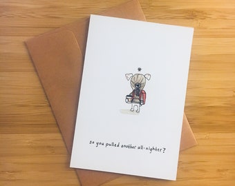 Tarjeta de acuarela de simpatía de toda la noche