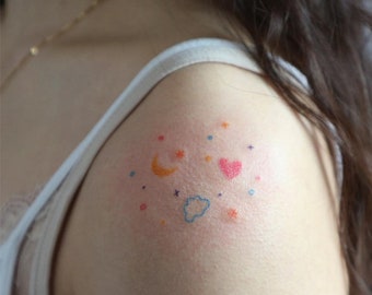 Moon And Stars Tattoo Small