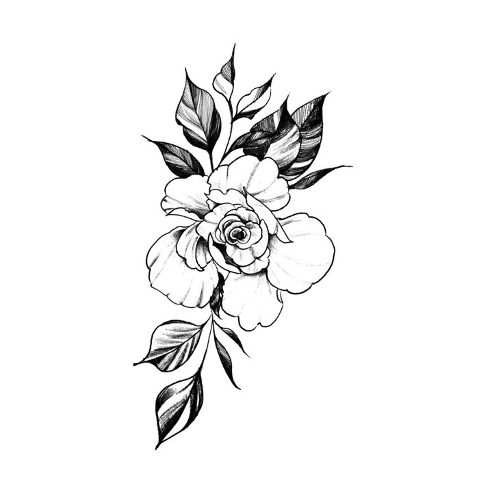 Floral Flower Temporary Tattoo Vintage Fake Waterproof Boho Etsy