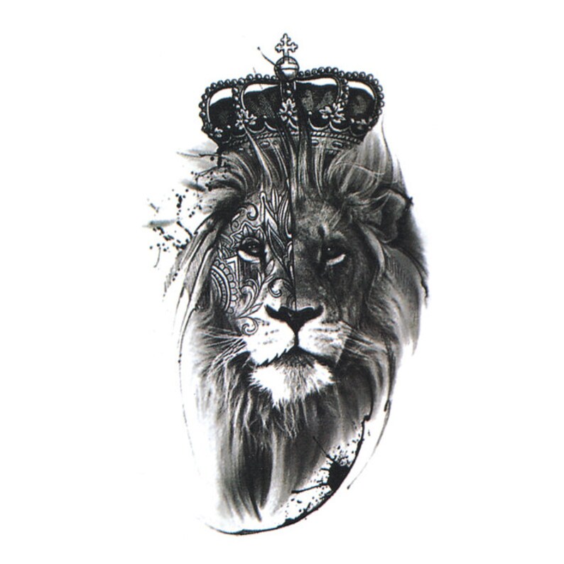 Black Pride Crown Lion Face temporary tattoo vintage Fake | Etsy