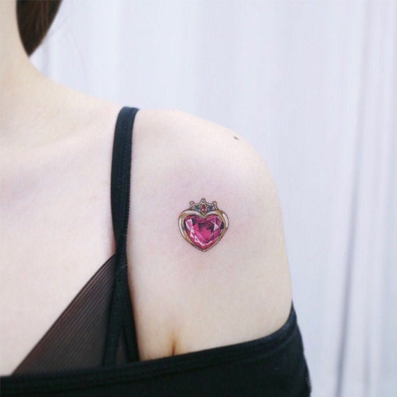 Set Of 2 Sailor Moon Pink Heart Temporary Tattoo Vintage Fake Etsy