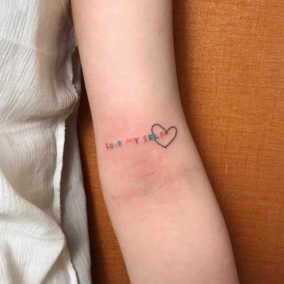 Set Von 6 Sussen Love Myself Herz Temporare Temporare Tattoo Etsy