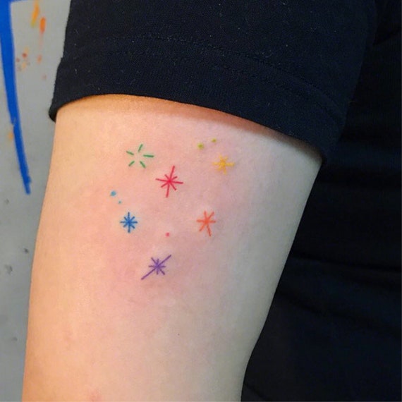 Colorful Small Star temporary tattoo vintage Fake waterproof | Etsy