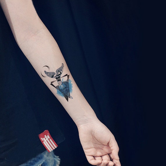 Dolphin Whale Tail Triangle Temporary Tattoo Vintage Fake Etsy