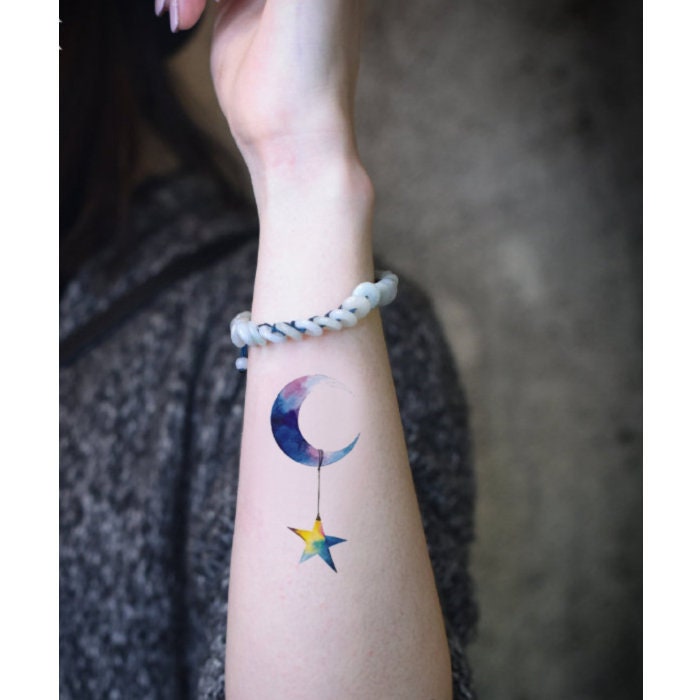 Colorful Moon Star Temporary Tattoo Vintage Fake Waterproof - Etsy Australia Colorful Moon Star Temporary Tattoo Vintage Fake Waterproof - Etsy Australia