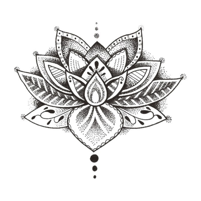 Black Lotus Floral Flower Temporary Tattoo Vintage Fake - Etsy