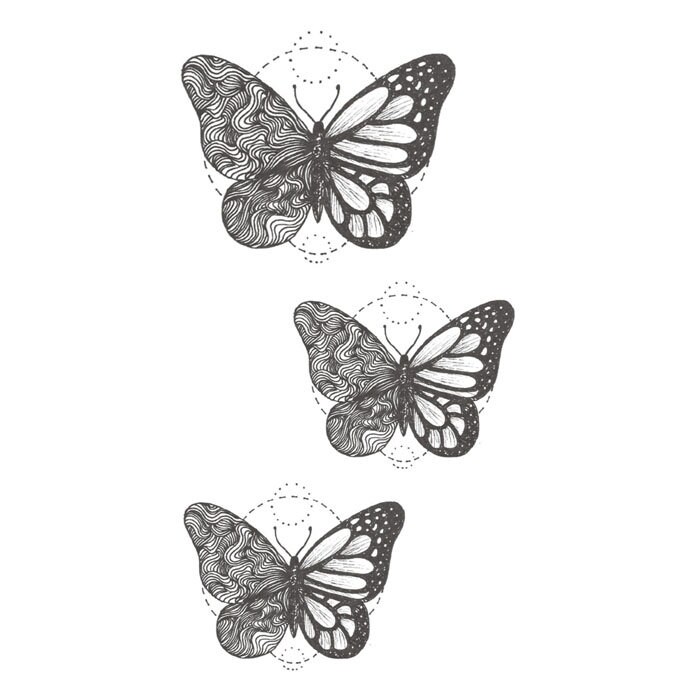 Set of 3 Black Butterfly Temporary Tattoo Vintage Fake - Etsy